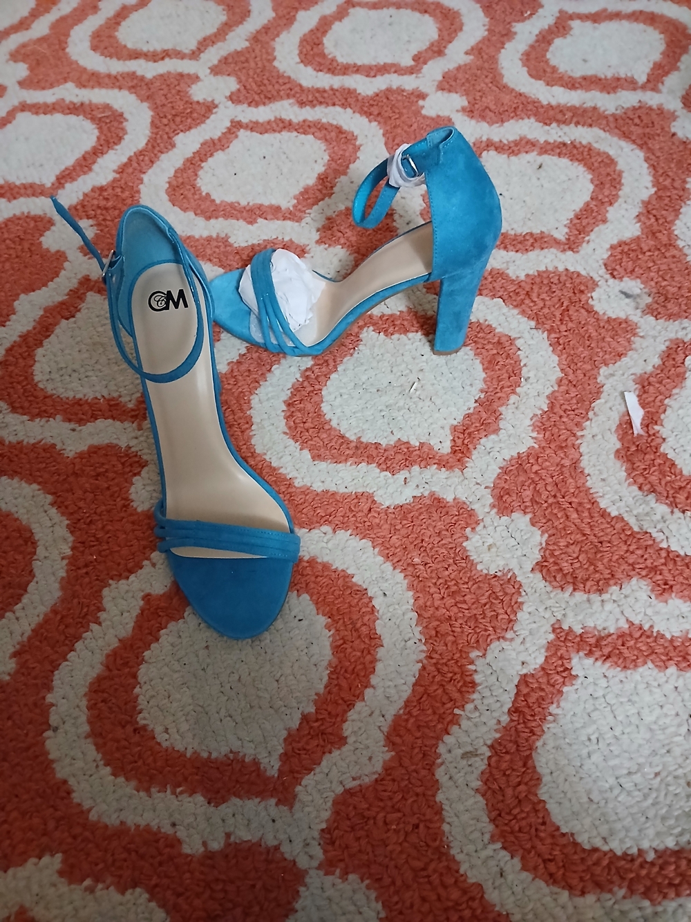 Suede Ankle-Strap Block Heels in Teal Blue